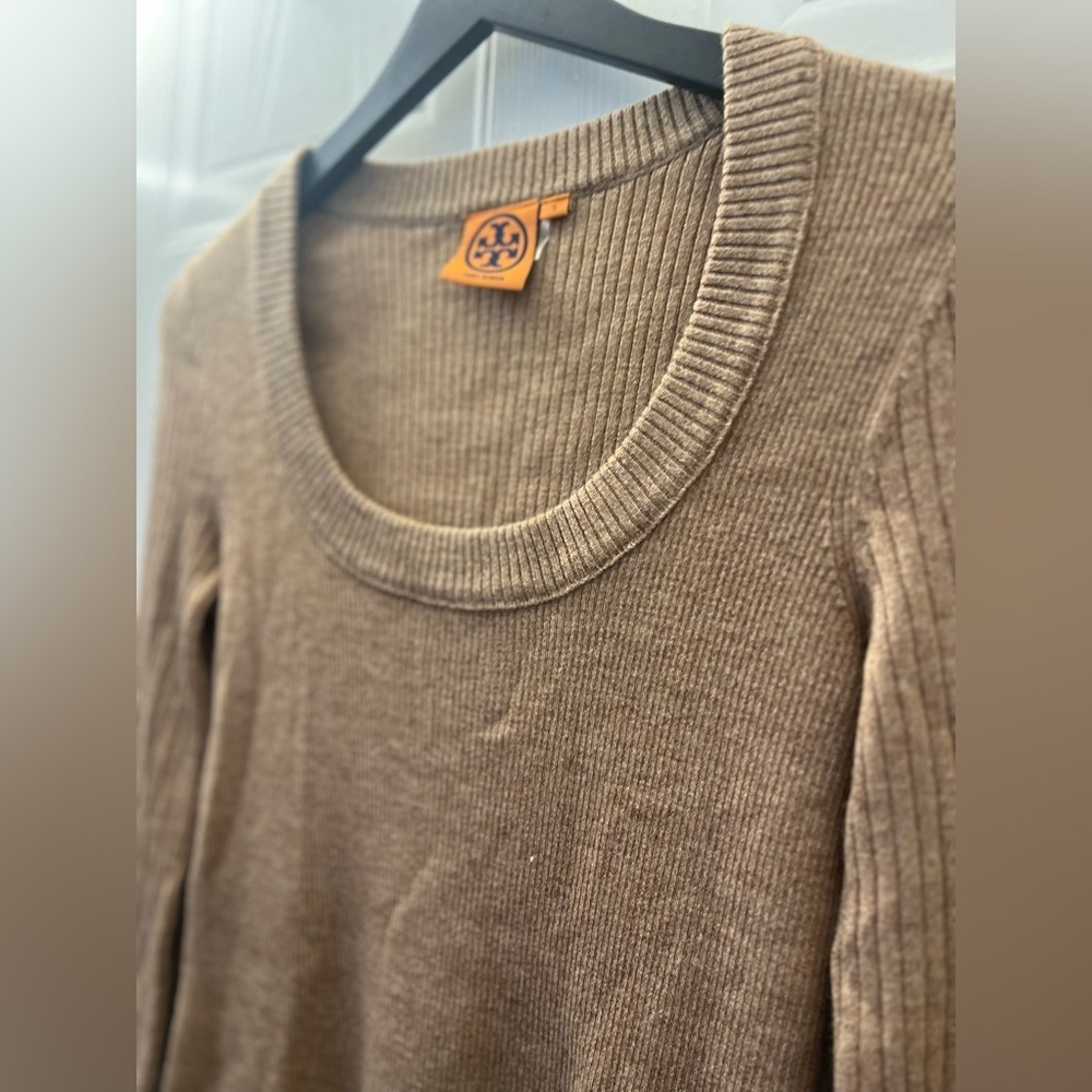 Tory Burch Merino Wool Ribbed Scoop Neck Sweater - Picture 12 of 12